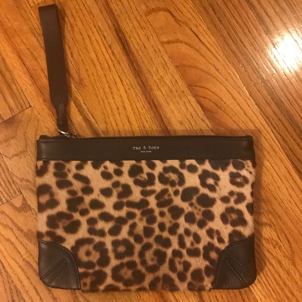 Rag and Bone Pony Hair Leopard Print Pouch